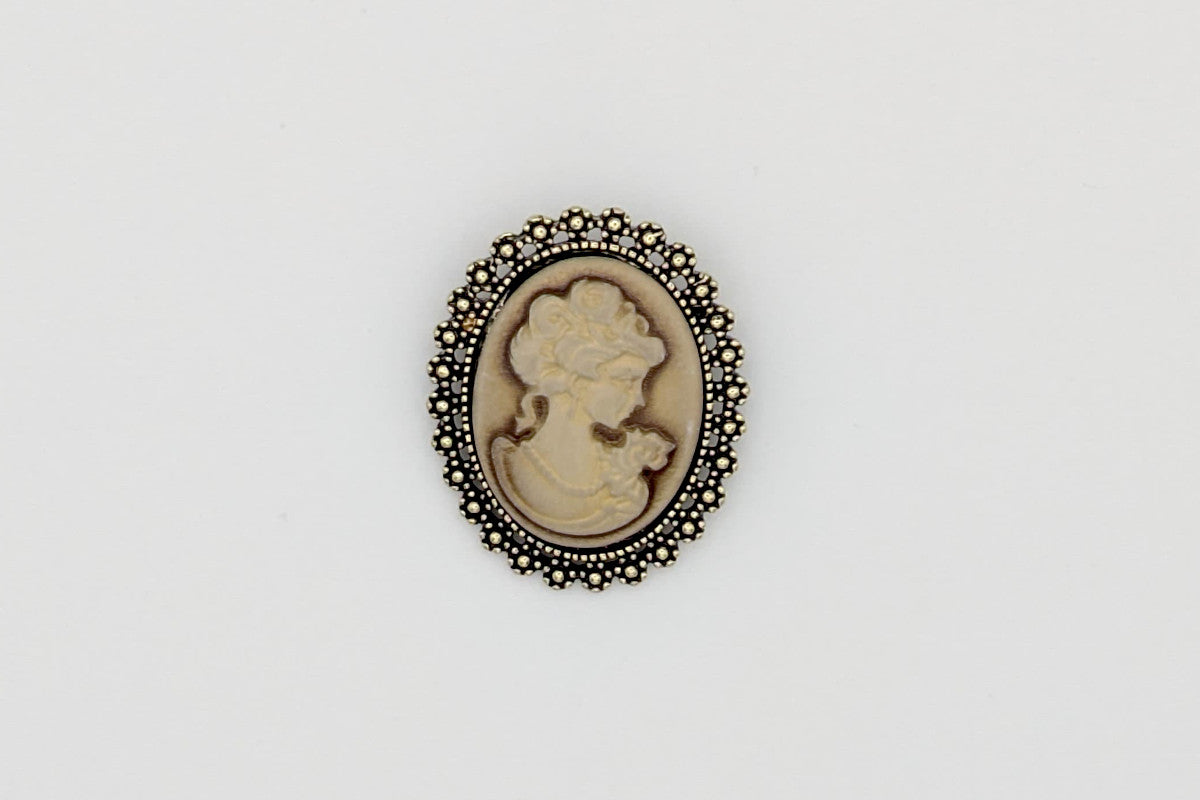 Broche para Mantón Camafeo Marfil Envejecido de Estilo Vintage, Accesorio para Moda Flamenca Ideal en Ferias y Romerías - SolFlamenca