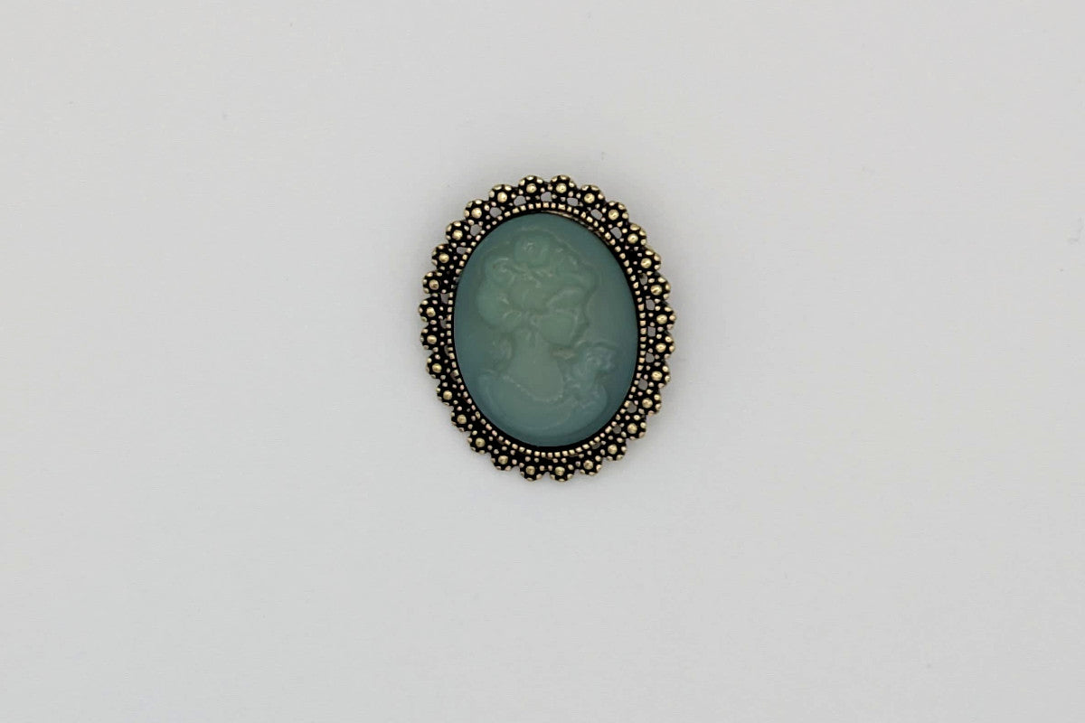Broche para Mantón Camafeo Verde Jabonoso Estilo Vintage, Accesorio Ideal para Moda Flamenca en Ferias y Romerías - SolFlamenca