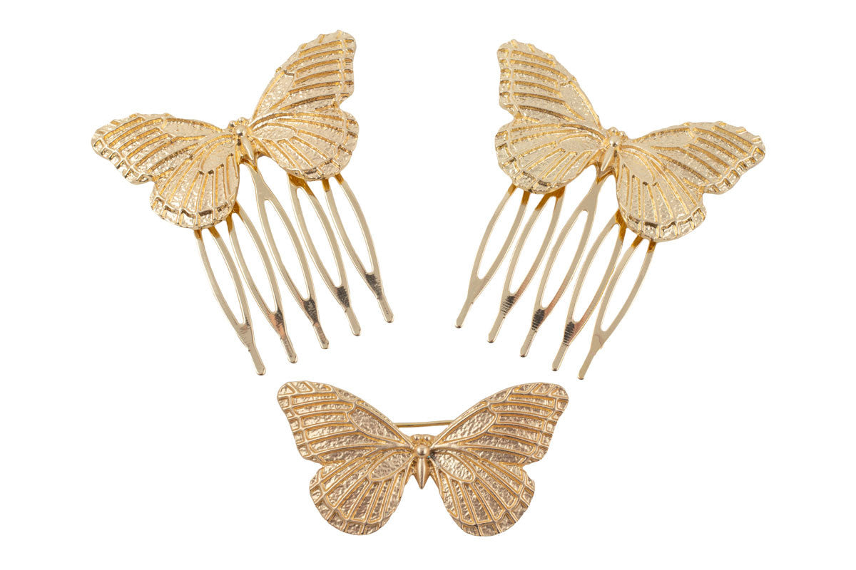 Peinecillo Oro Mariposa Grande para Niña y Mujer