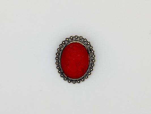 Broche para Mantón Camafeo Rojo Vintage, Accesorio para Moda Flamenca Ideal en Ferias y Romerías - SolFlamenca