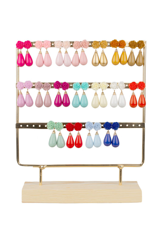 Pendientes de flamenca con flor en varios colores, ideales para niñas - MiBebesito